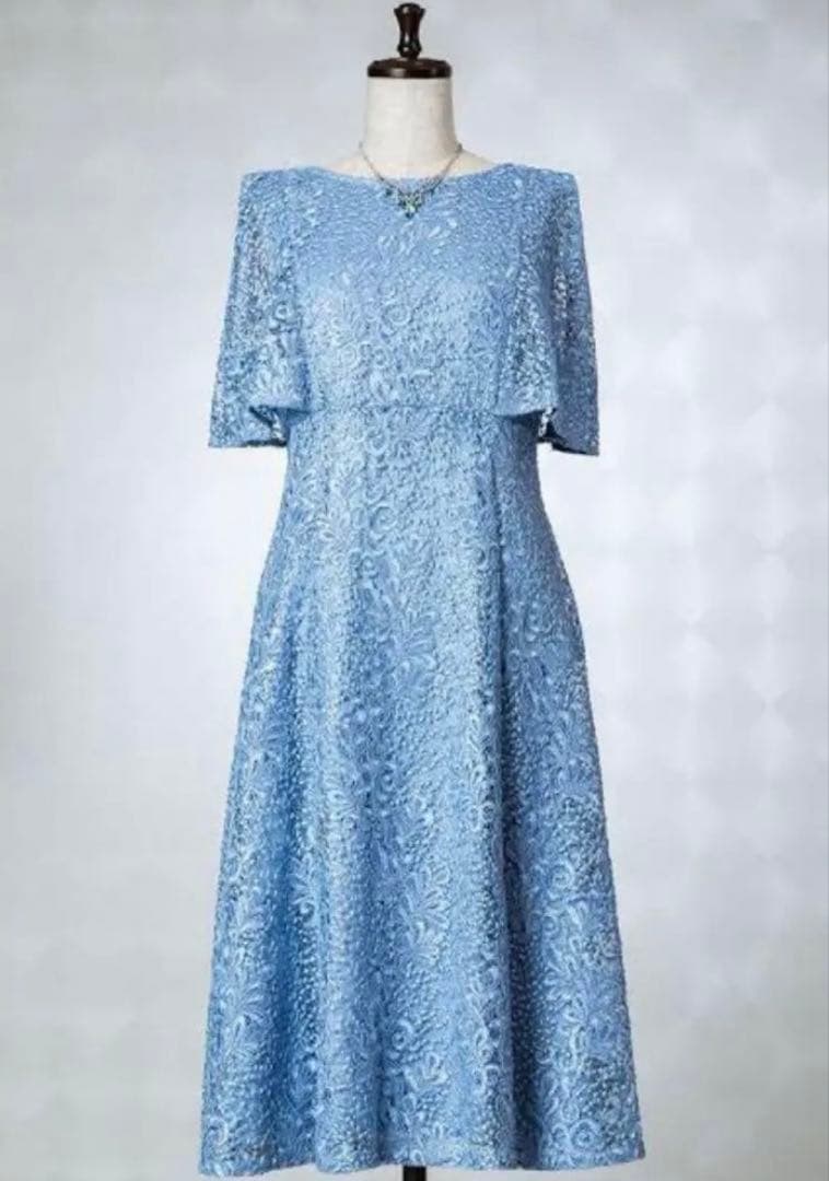 CELFORD 水色 レース スパンコールドレス