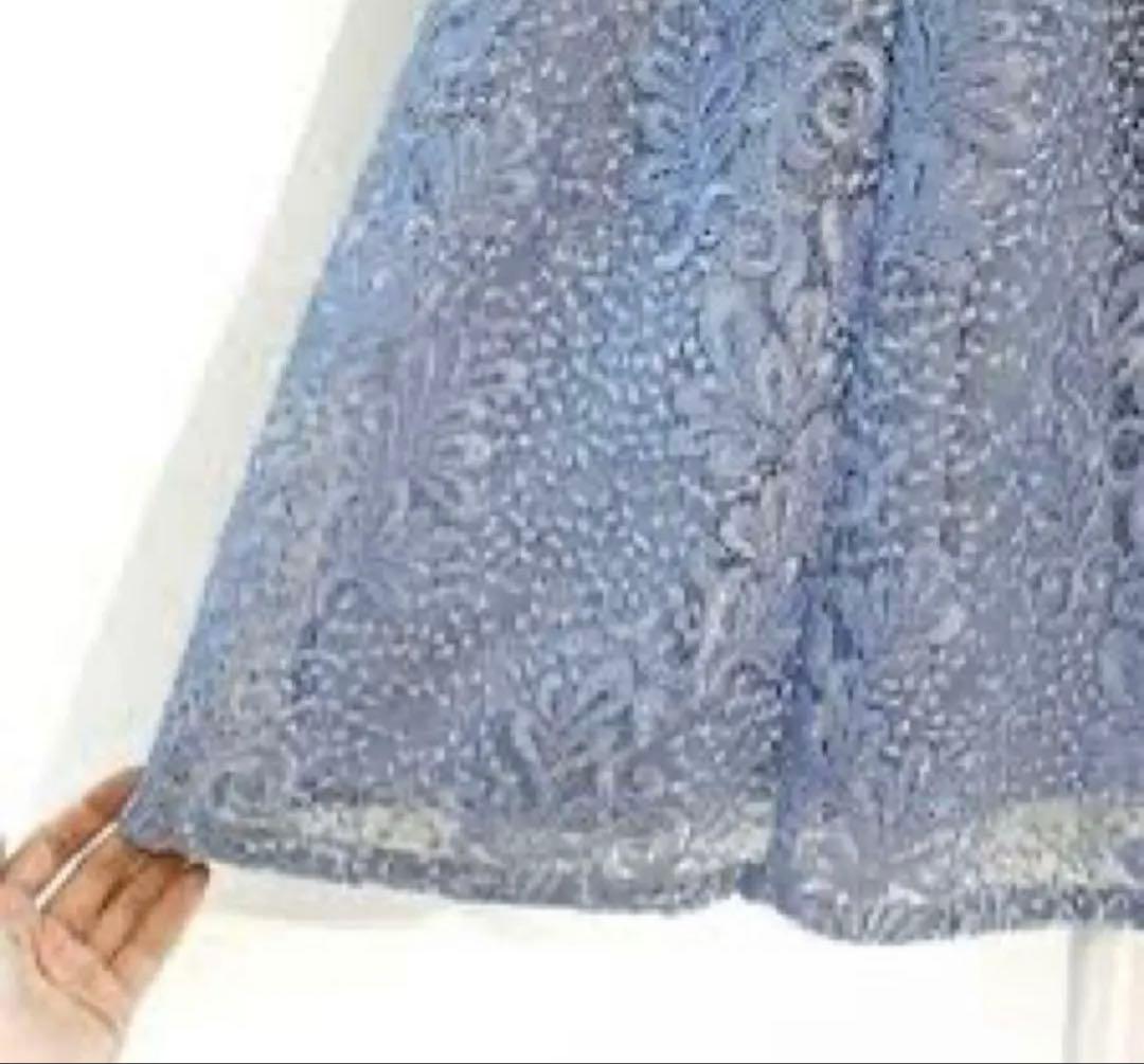 CELFORD 水色 レース スパンコールドレス