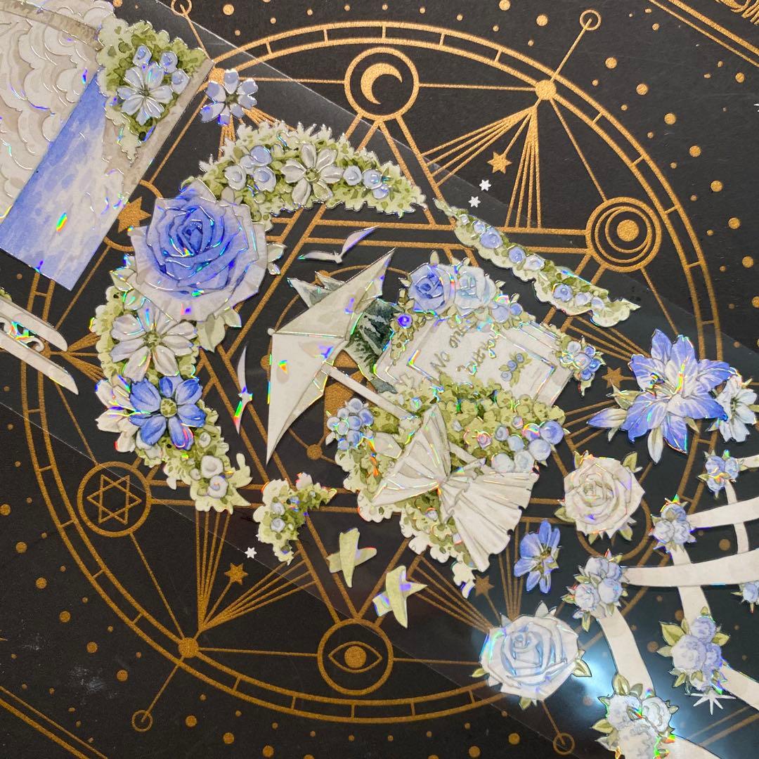 【9146】海外　マステ　中古巻　貝殻光マスキングテープガーデン　海　花　装飾系