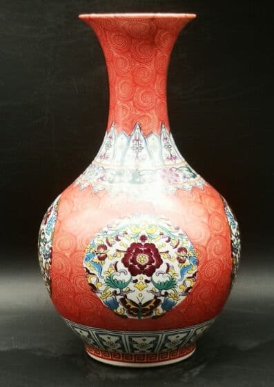 清乾隆エナメル彩満工業団花紋賞瓶古玩骨董本物の老物収蔵居家装飾花瓶