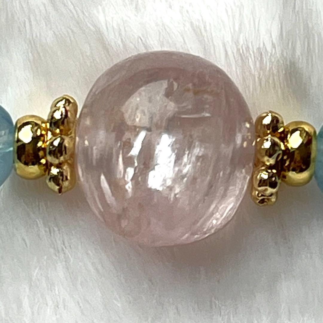 ♥️ミョ♡ラリマー ハート＆ローズクォーツ蝶々・アクアマリン・天然石ブレス