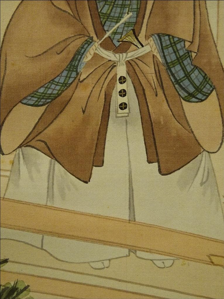 掛軸 稲城『高砂 人物図』絹本 肉筆 共箱付 掛け軸 w060211