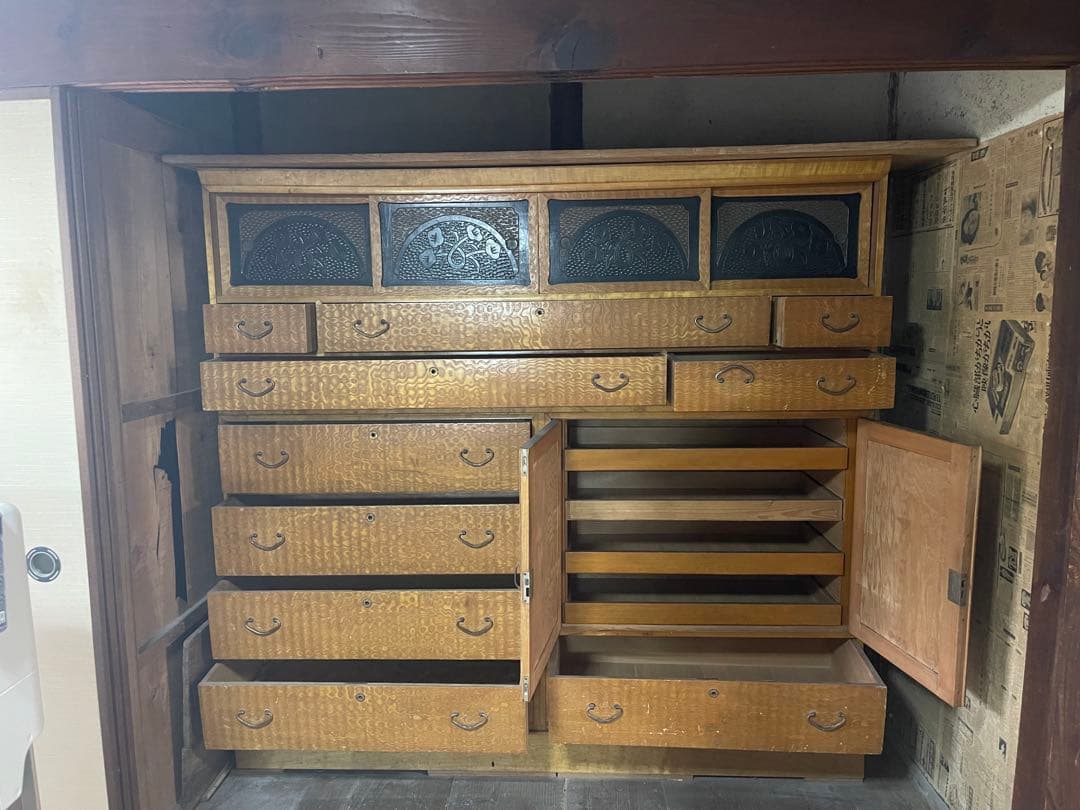 当時物| 和箪笥| 水屋箪笥| アンティーク| 大型 祖母の嫁入り家具