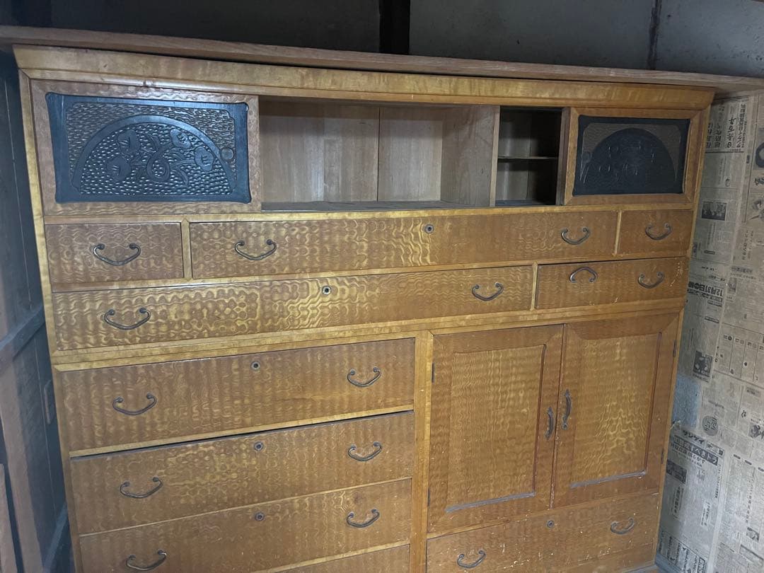 当時物| 和箪笥| 水屋箪笥| アンティーク| 大型 祖母の嫁入り家具