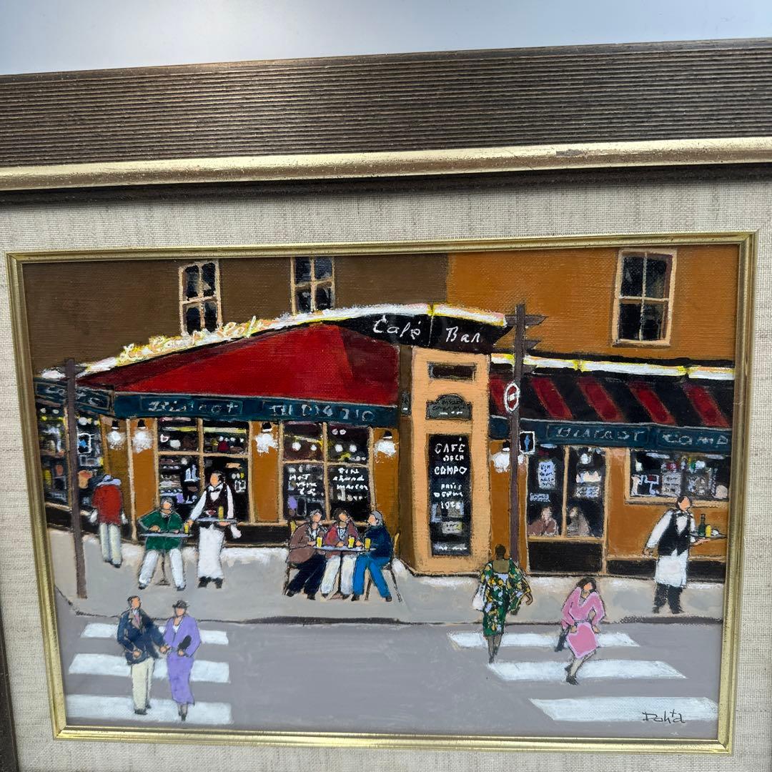 カフェの風景 油彩画