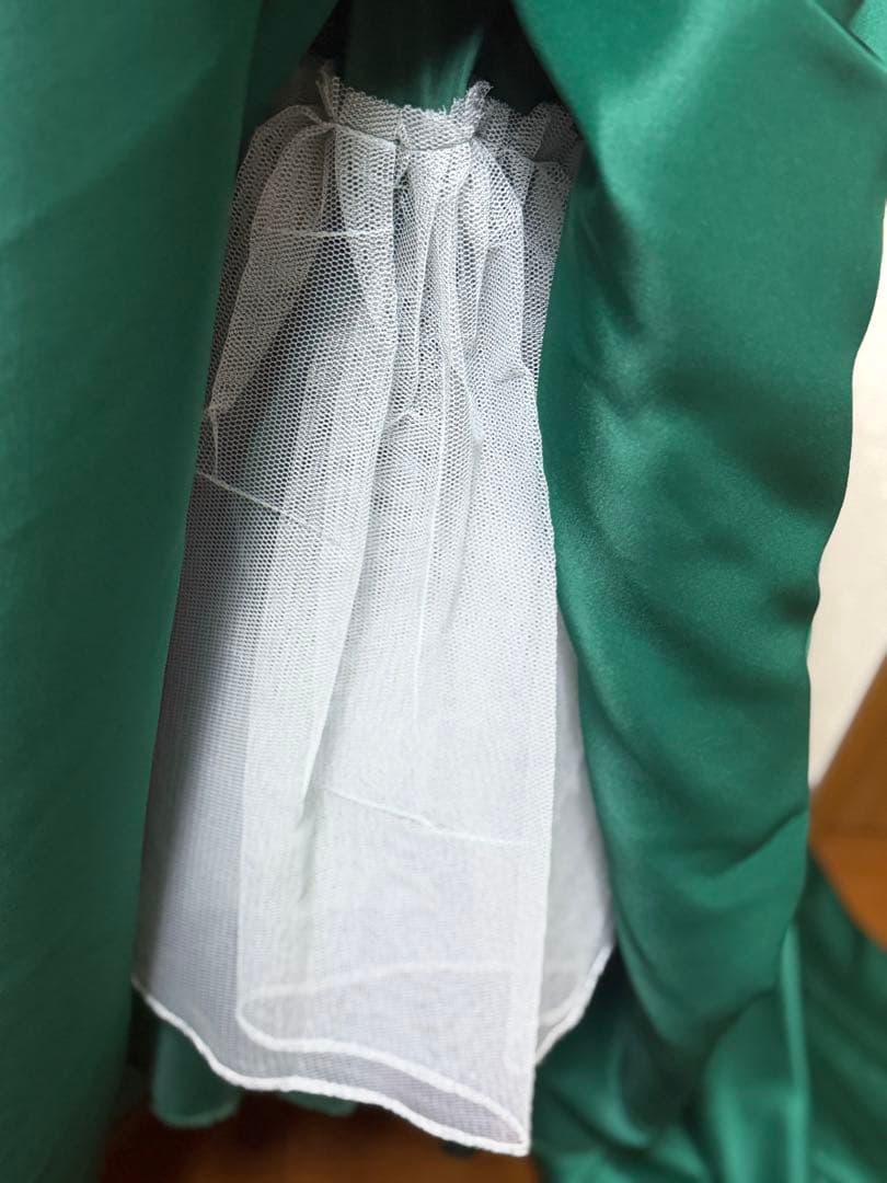 カラードレス 9号 ウェディングドレス サテン グリーン プリンセスライン