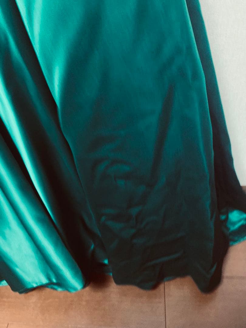 カラードレス 9号 ウェディングドレス サテン グリーン プリンセスライン