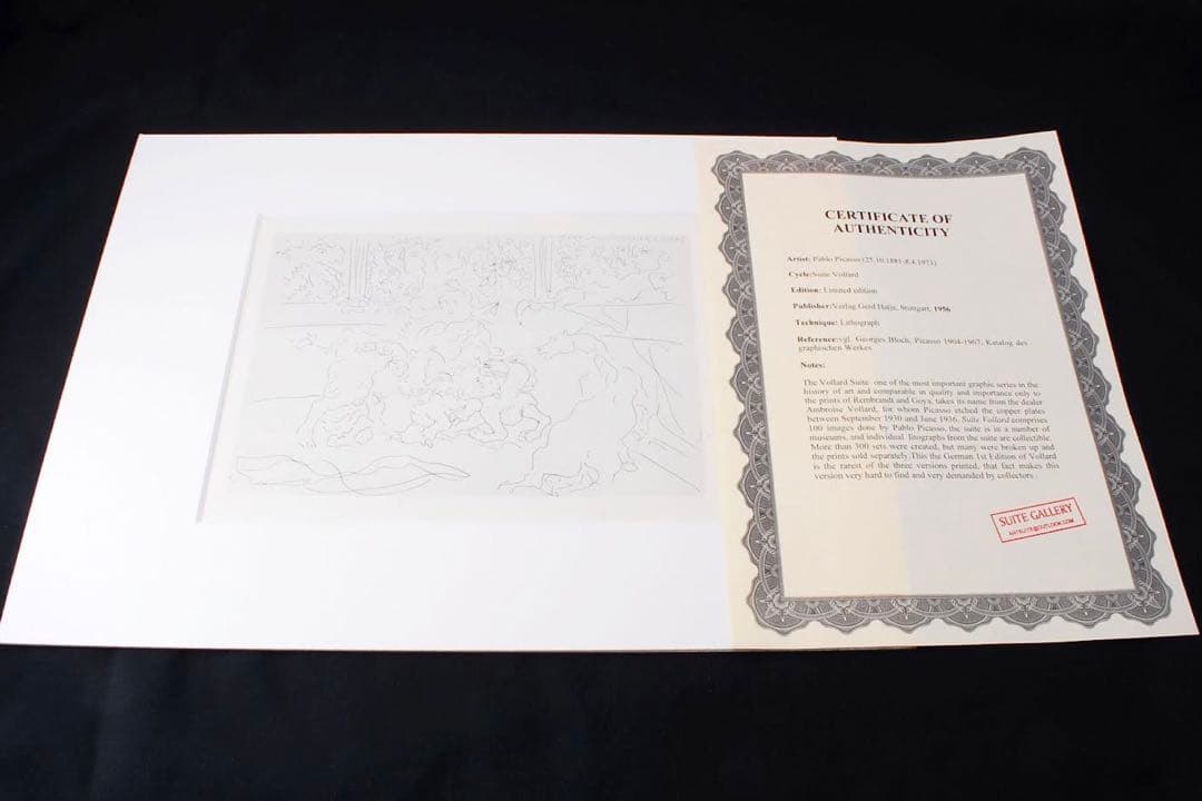パブロ　ピカソ　リトグラフ 傷ついた闘牛士　1933 真正証明書付き
