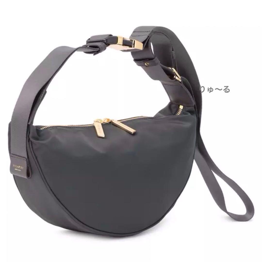美品⭐️ヴィオラドーロ BIANCA ナイロンショルダーバッグ／グレー×ブラック
