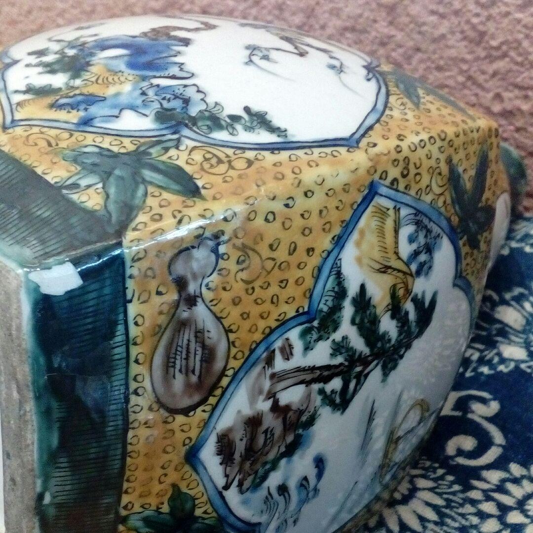 加賀藩再興古九谷焼江戸後期〜明治時代阿波淡路國３０センチサイズ当時物箱付保管品