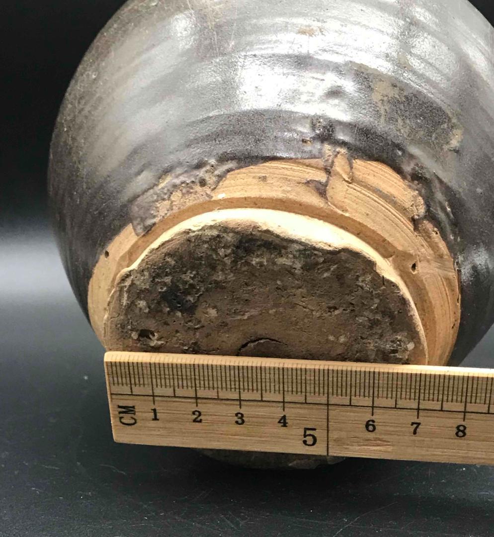 中国古美術　唐時代　耀州窯 瓢箪瓶　双耳瓶　磁州窯　黒釉　酒瓶　壺(A-29)