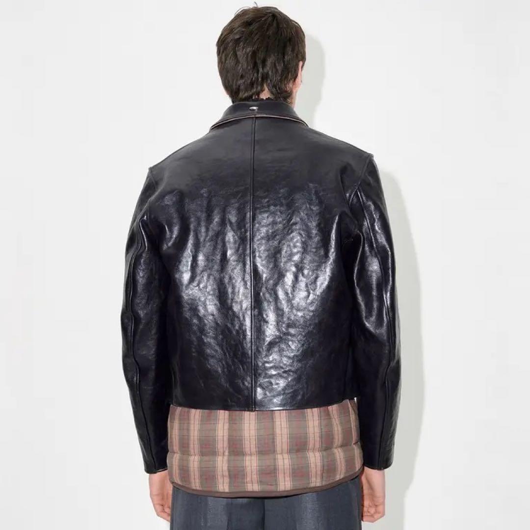 ち*ん様 レザーライダース ミニジャケットMini jacket 46ショート丈