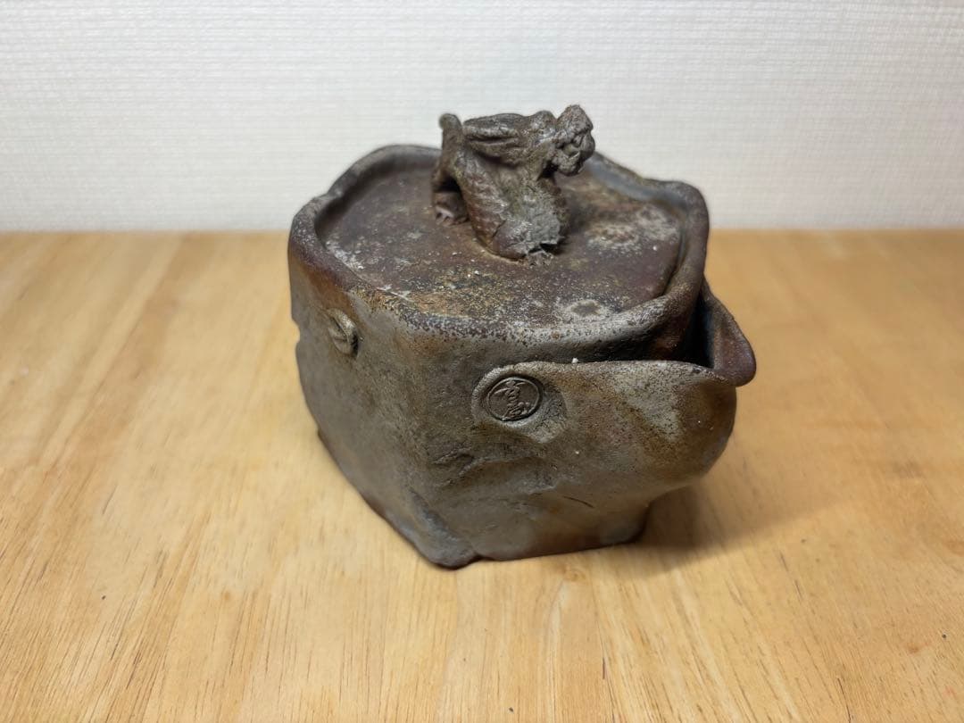 53.備前焼 宝瓶 登り窯 龍 りゅう リュウ 6角 手びねり 急須