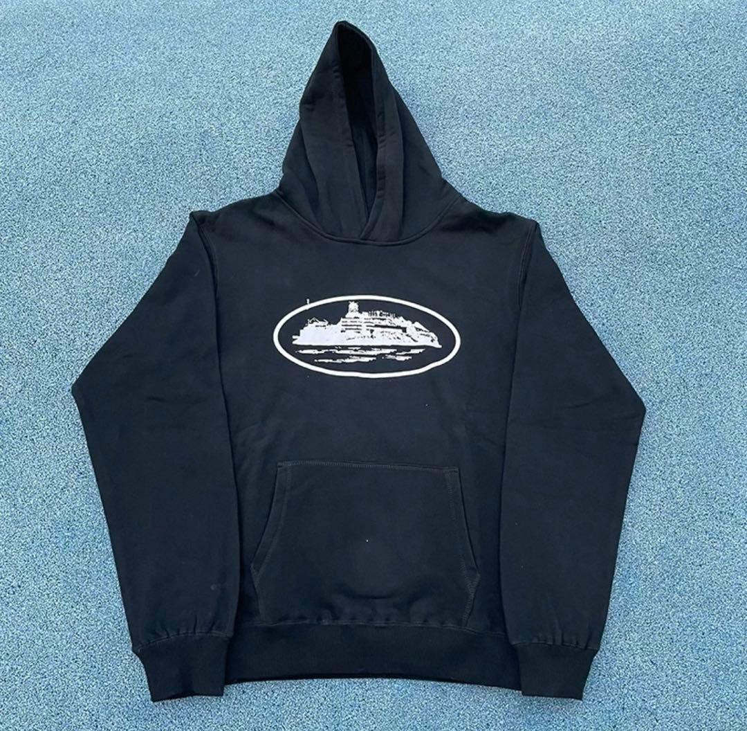 US/UKドリル セットアップ パーカー スウェット 黒 ストリートファッション