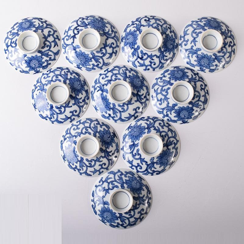 和食器　有田焼　華山萬右衛門作　唐草文　蓋付茶碗　十客　共箱　C　7613A