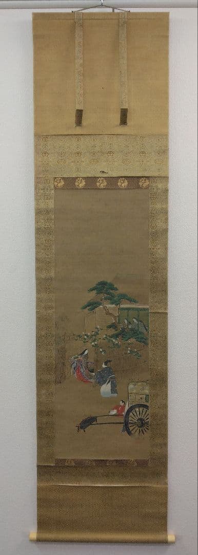 土佐光起【源氏物語】肉筆　絹本　掛軸（大和絵・土佐派）