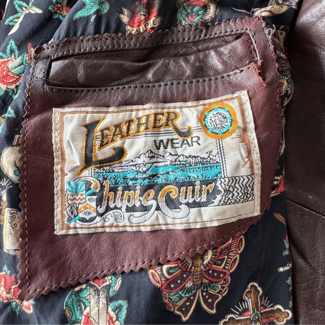 CHIPIE CUIR A-2typeレザージャケット　総柄裏地　ダークブラウン