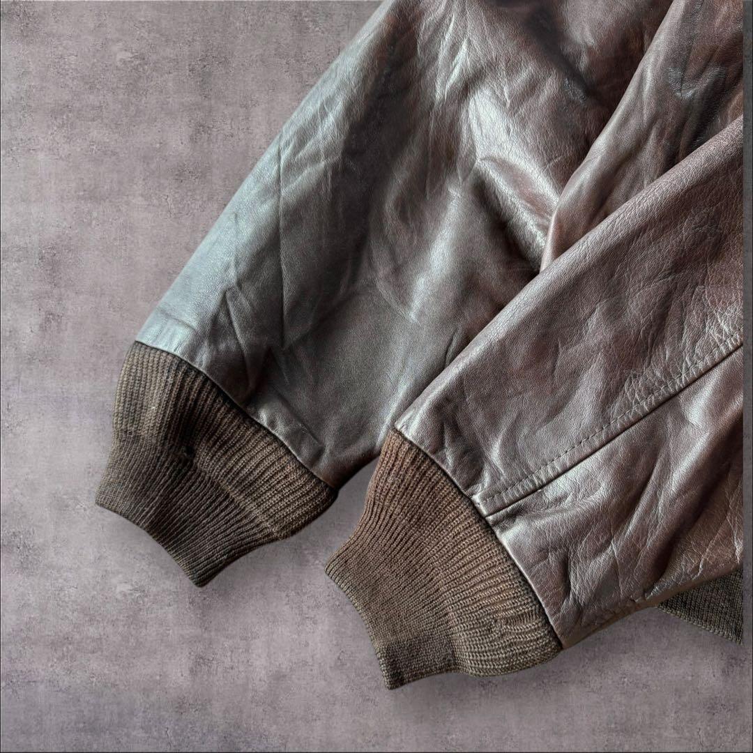 CHIPIE CUIR A-2typeレザージャケット　総柄裏地　ダークブラウン