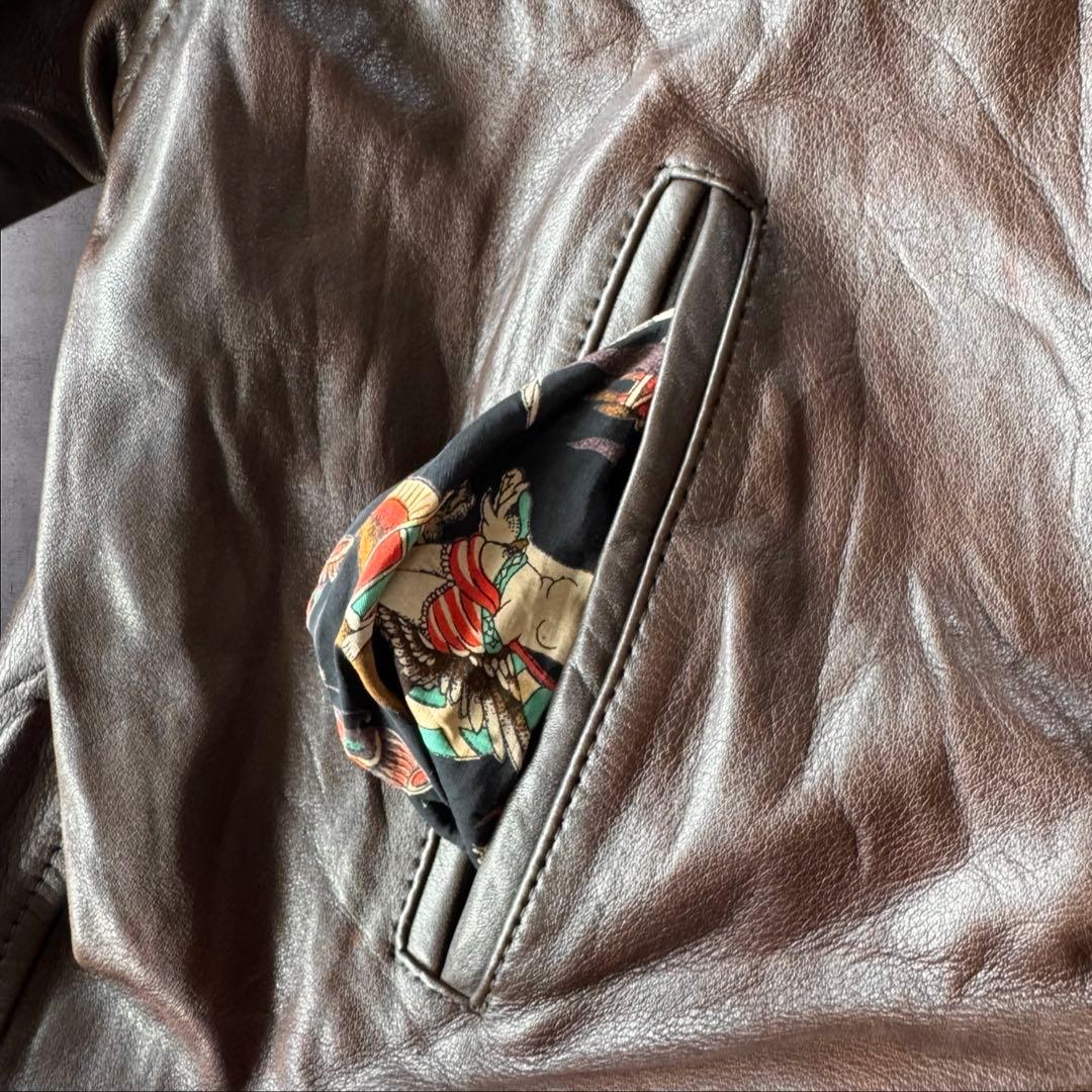 CHIPIE CUIR A-2typeレザージャケット　総柄裏地　ダークブラウン