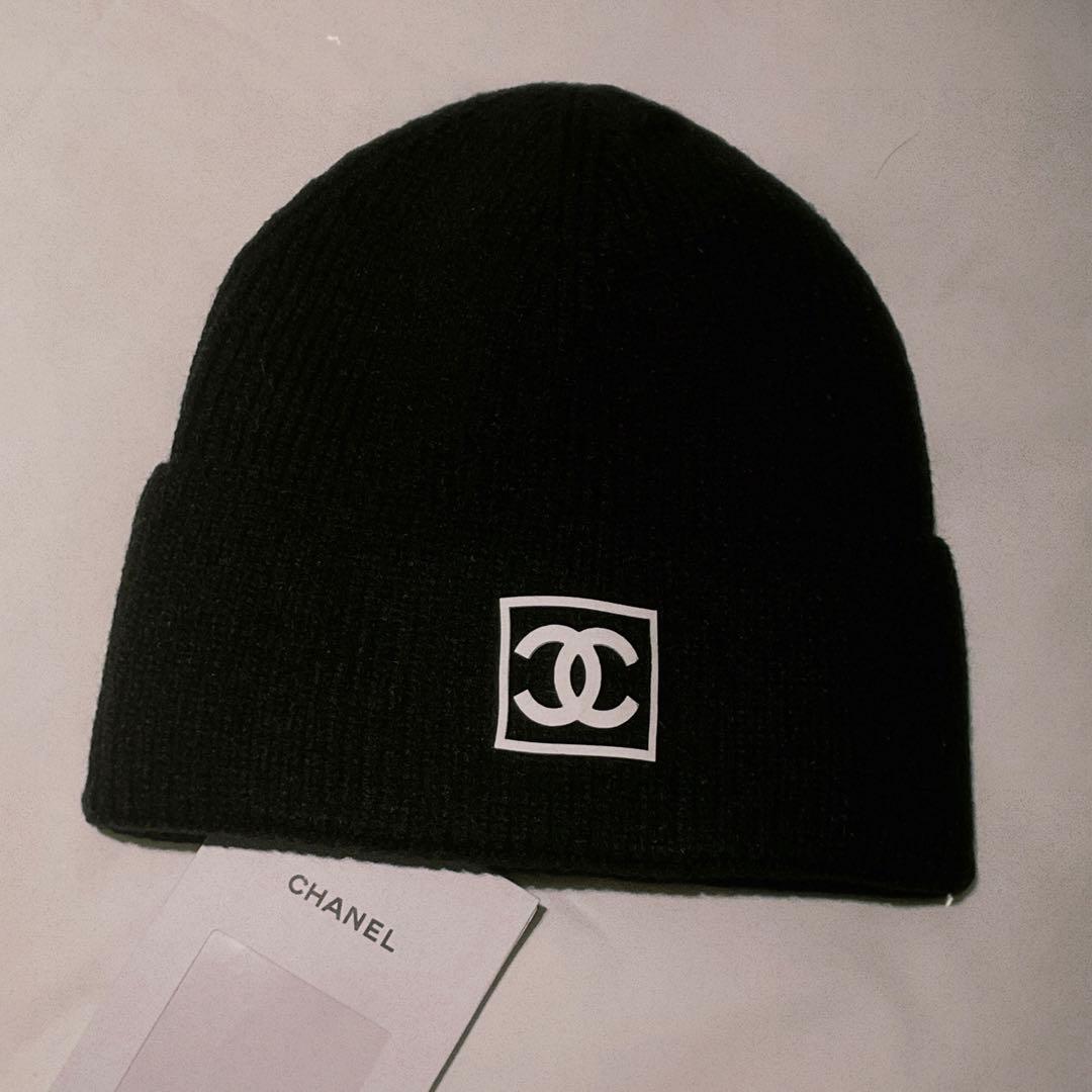 シャネル CHANEL ココマーク ロゴ ブラック　ニット帽 ビーニー　帽子