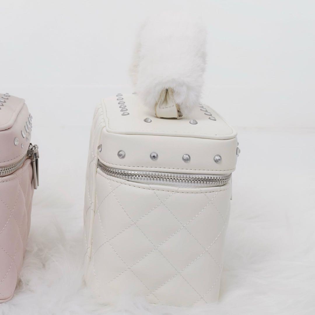 Lumignon ルミニョン ファー付きバニティバッグ 白 ホワイト