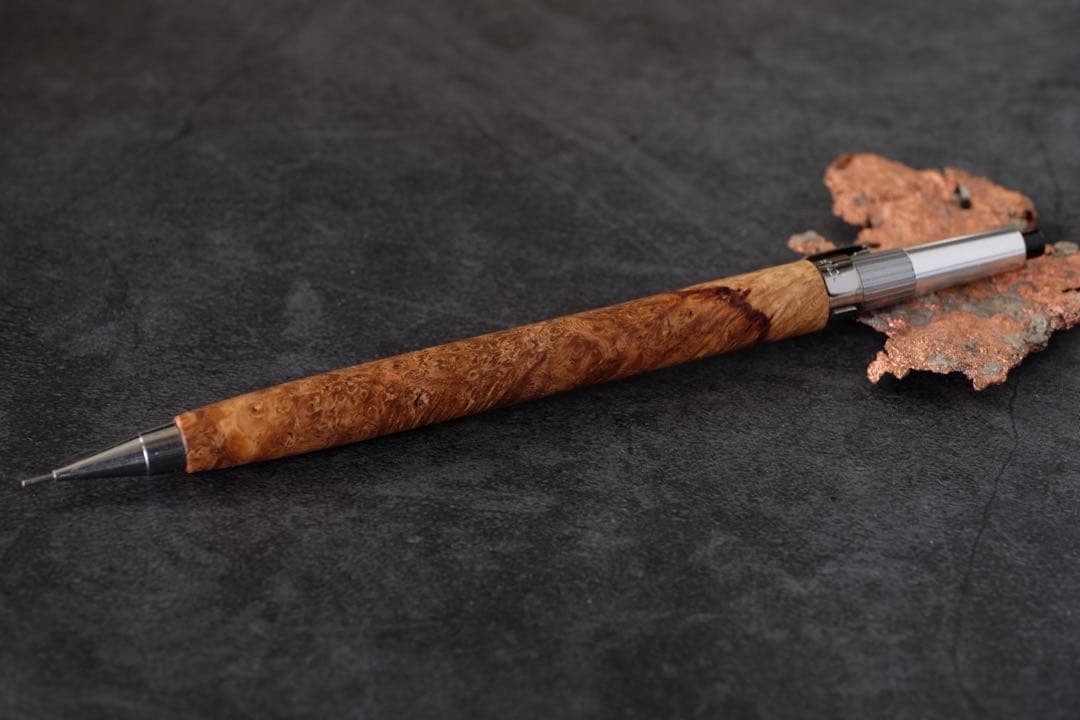 PG5木軸カスタム0223　高村杢工房 製図用シャープペンシル 花梨瘤紅白