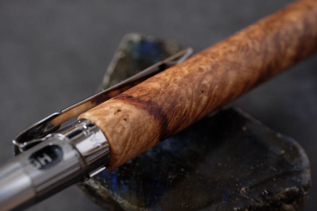 PG5木軸カスタム0223　高村杢工房 製図用シャープペンシル 花梨瘤紅白