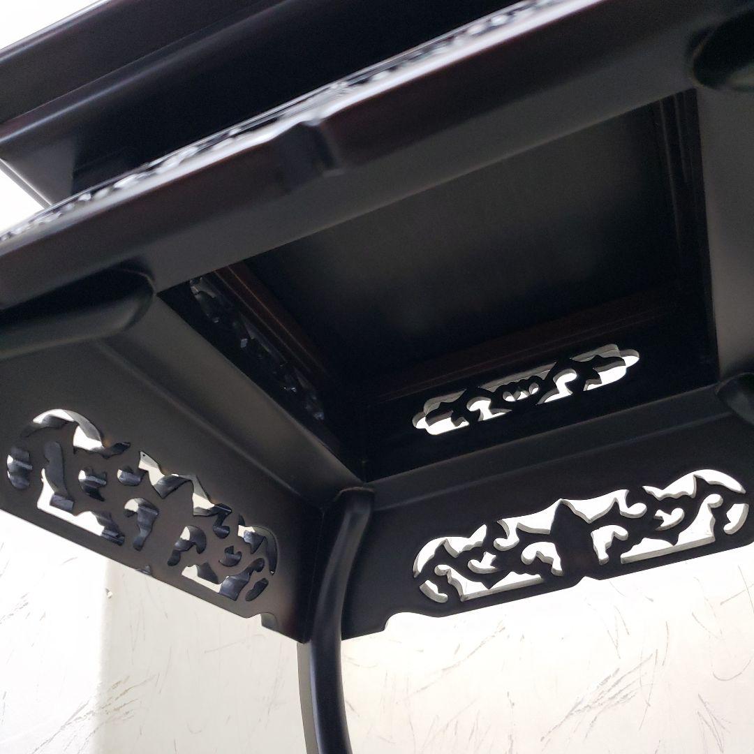 蔵出し特価　黒檀無垢　高卓　彫刻装飾付き28×28×高さ44cm