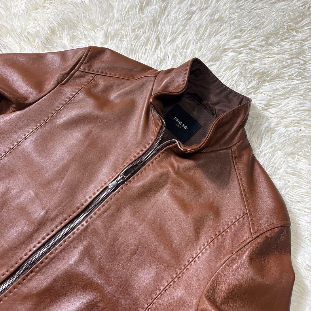 極美品✨MEN'S BIGI メンズビギ　シングルライダースジャケット　羊革