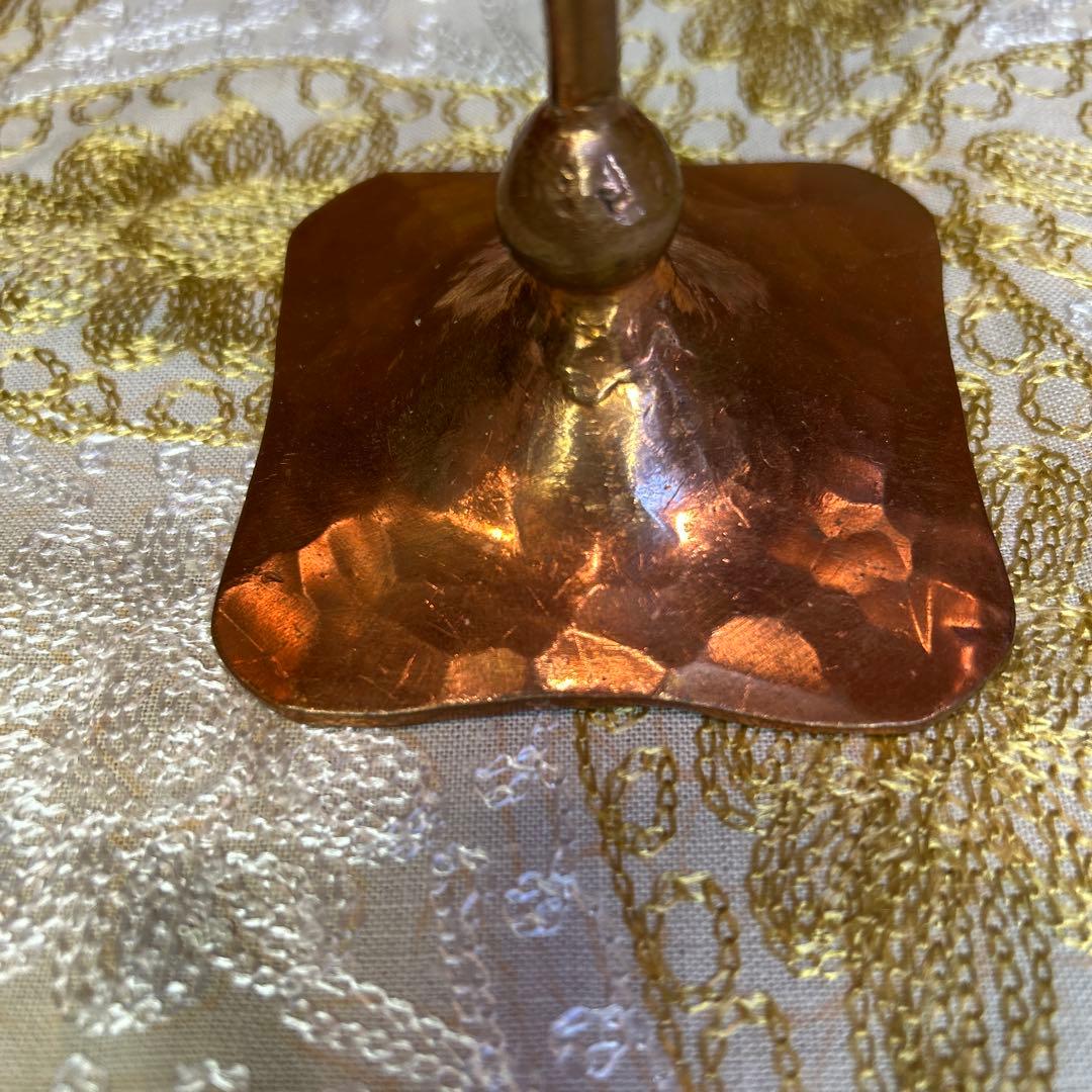 極稀少ZONAビンテージヘッセルスタジオキャンドルスタンド銅製手打槌目緑青仕上げ