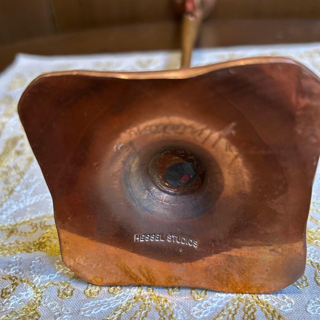 極稀少ZONAビンテージヘッセルスタジオキャンドルスタンド銅製手打槌目緑青仕上げ