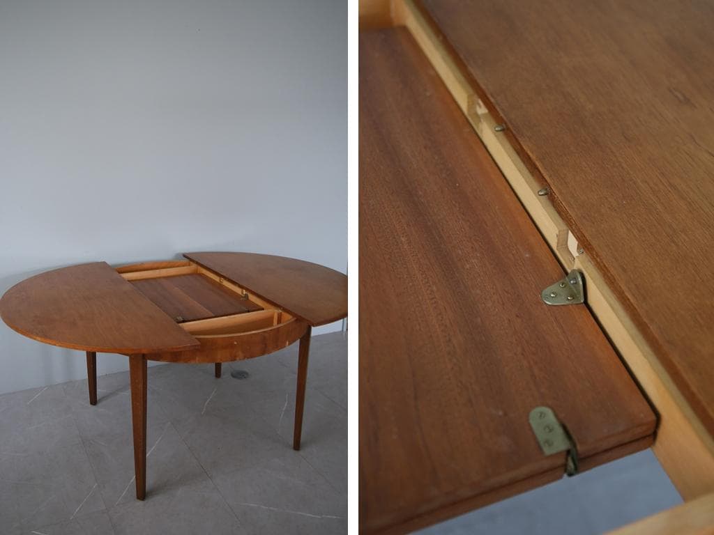 英国アンティーク伸張式ラウンドダイニングテーブル/エクステンション机92-217