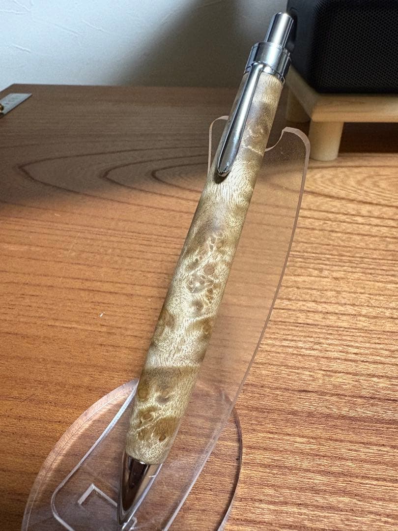 538極上　マーブルウッド　瘤杢　縮杢　木軸シャーペン　ボールペン