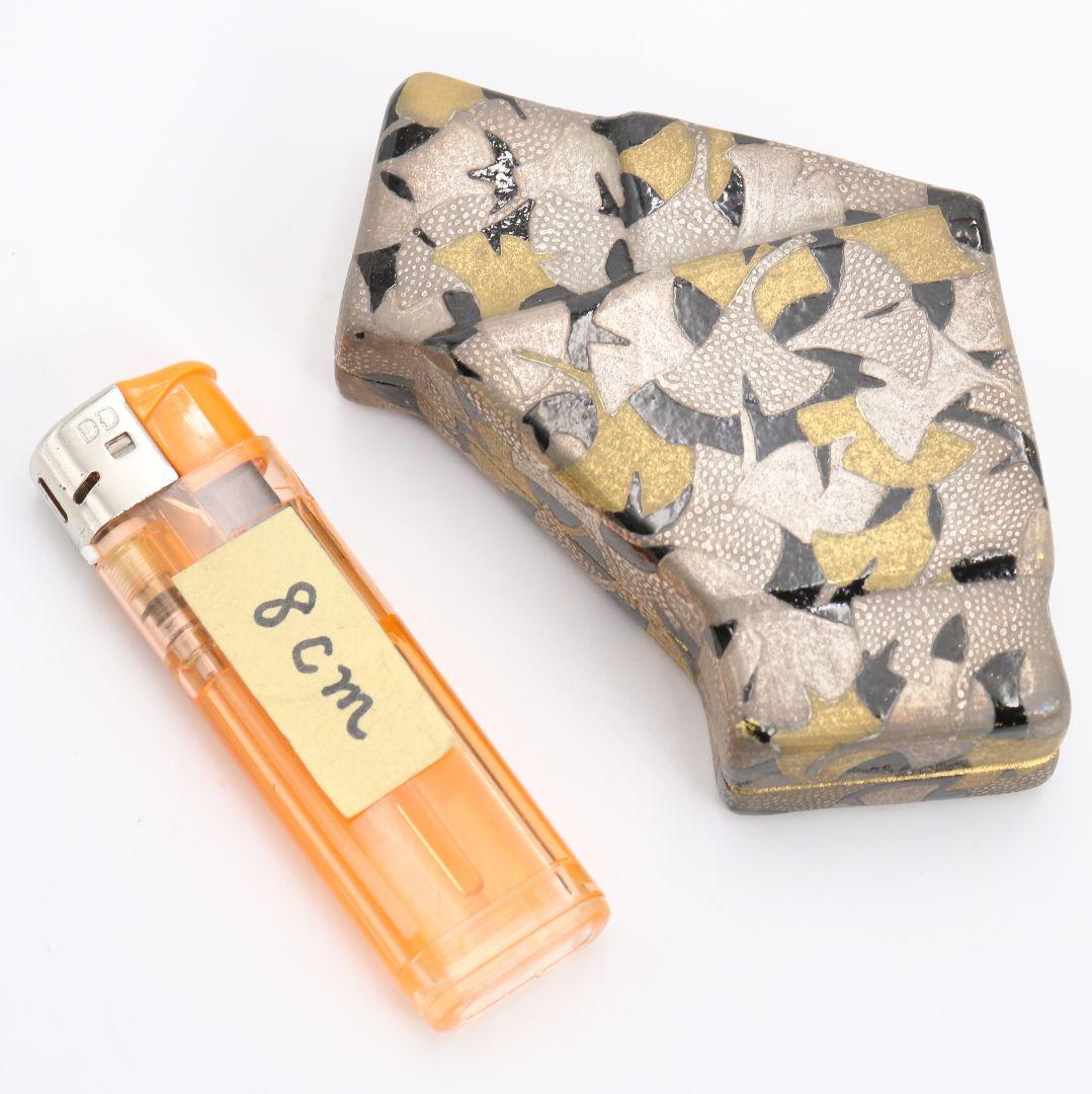 浅野紫仙作 銀杏ちらし 香合 茶道具 共箱　V901