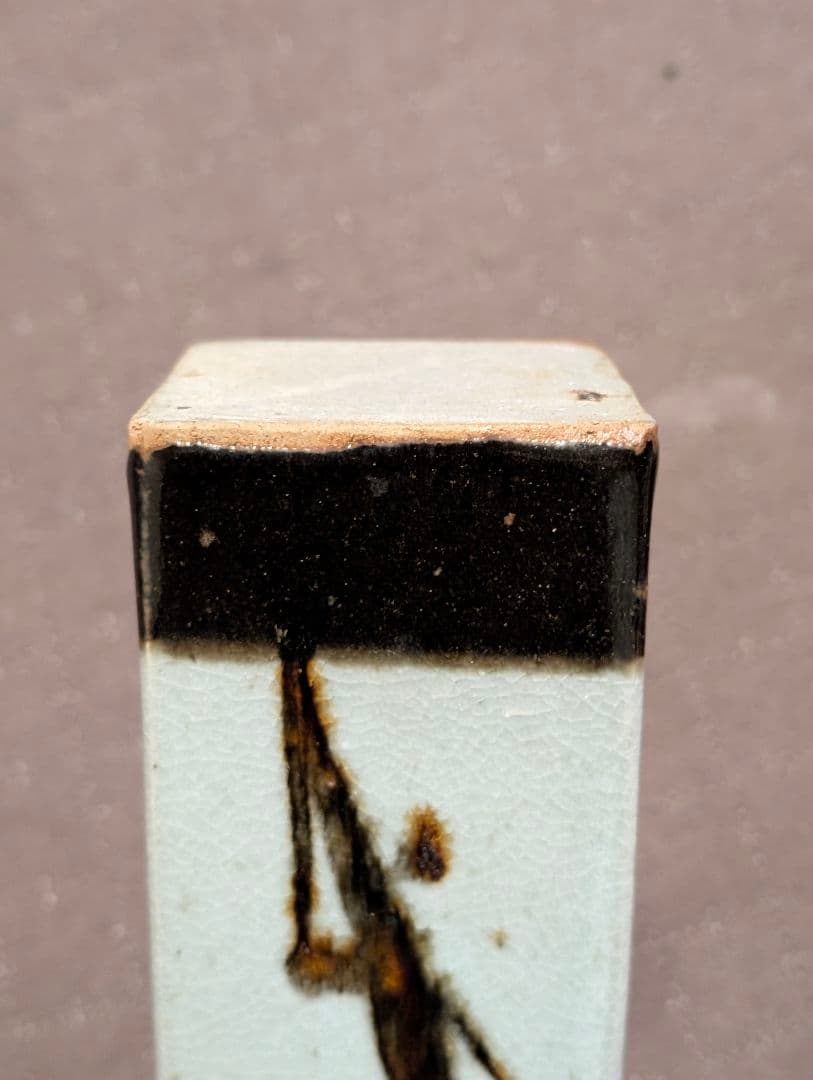 益子焼 柿釉花入 作家不明