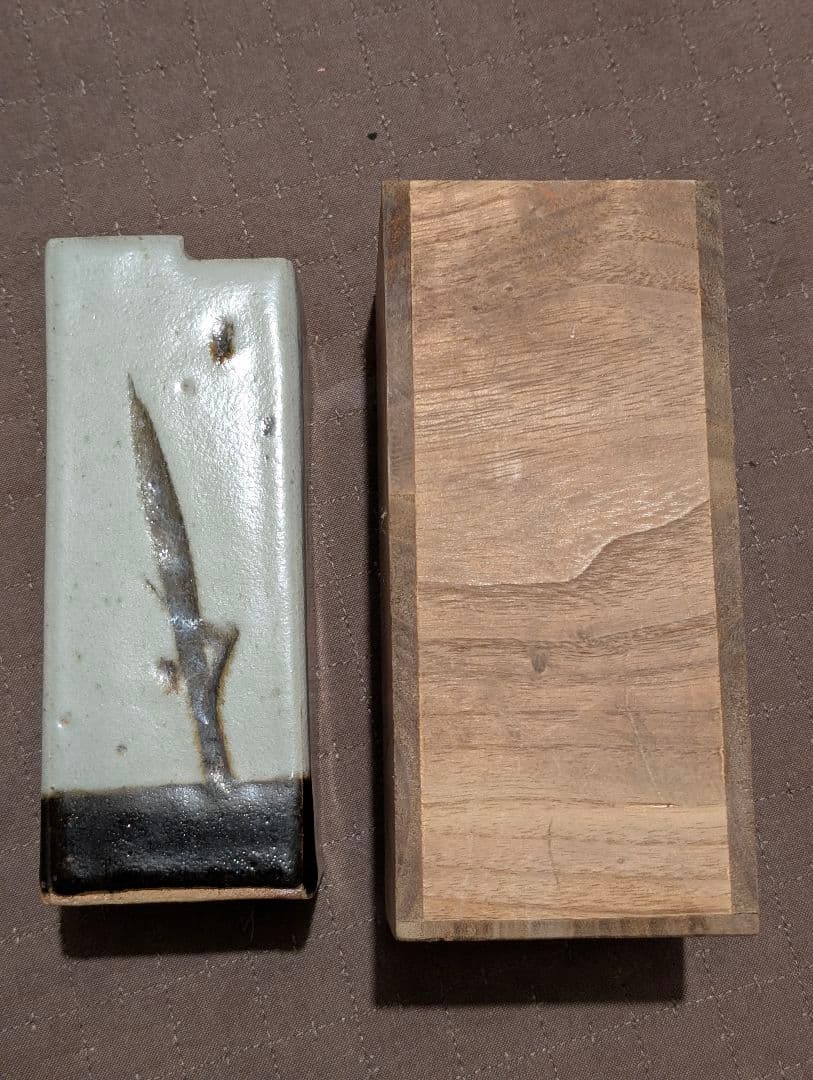 益子焼 柿釉花入 作家不明