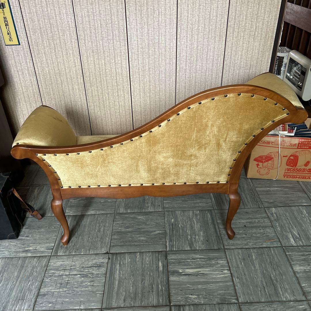 ヴィンテージ　約２人掛け　レトロモダンな古い木製チェアソファ カフェ撮影スタジオ