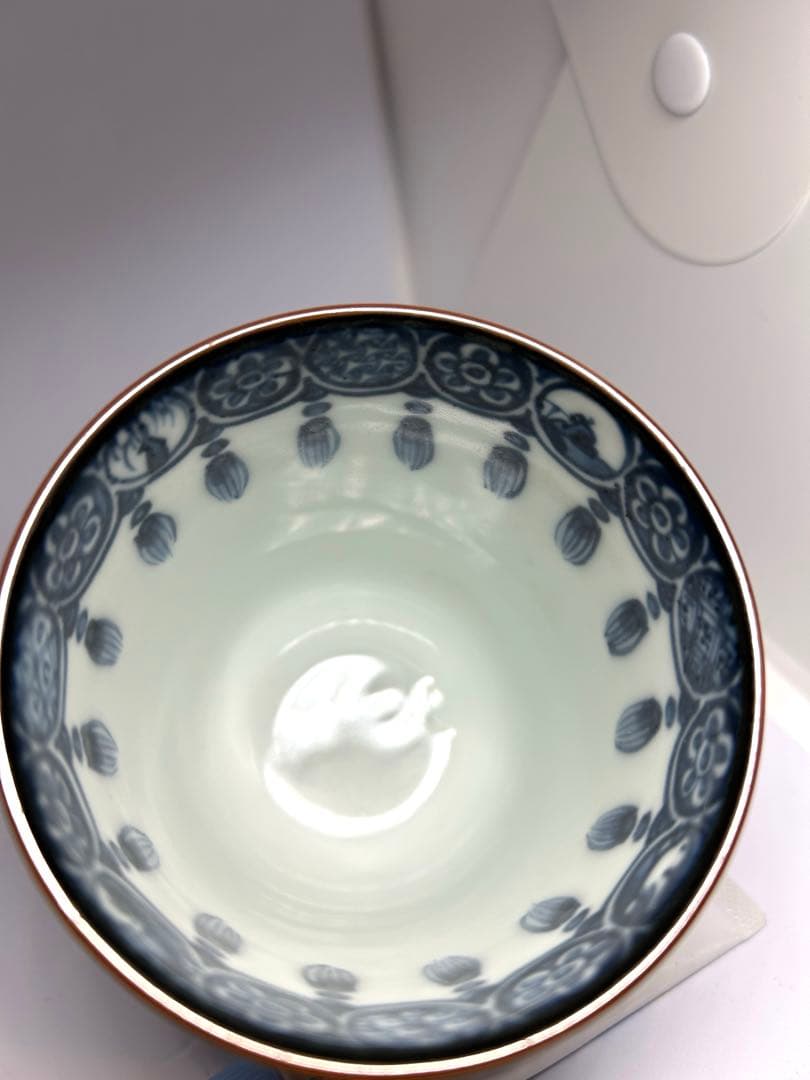 【希少名工】京焼 三代目 加藤利昌 作 祥瑞写 蓋付湯呑 共箱付　蓋に亀裂