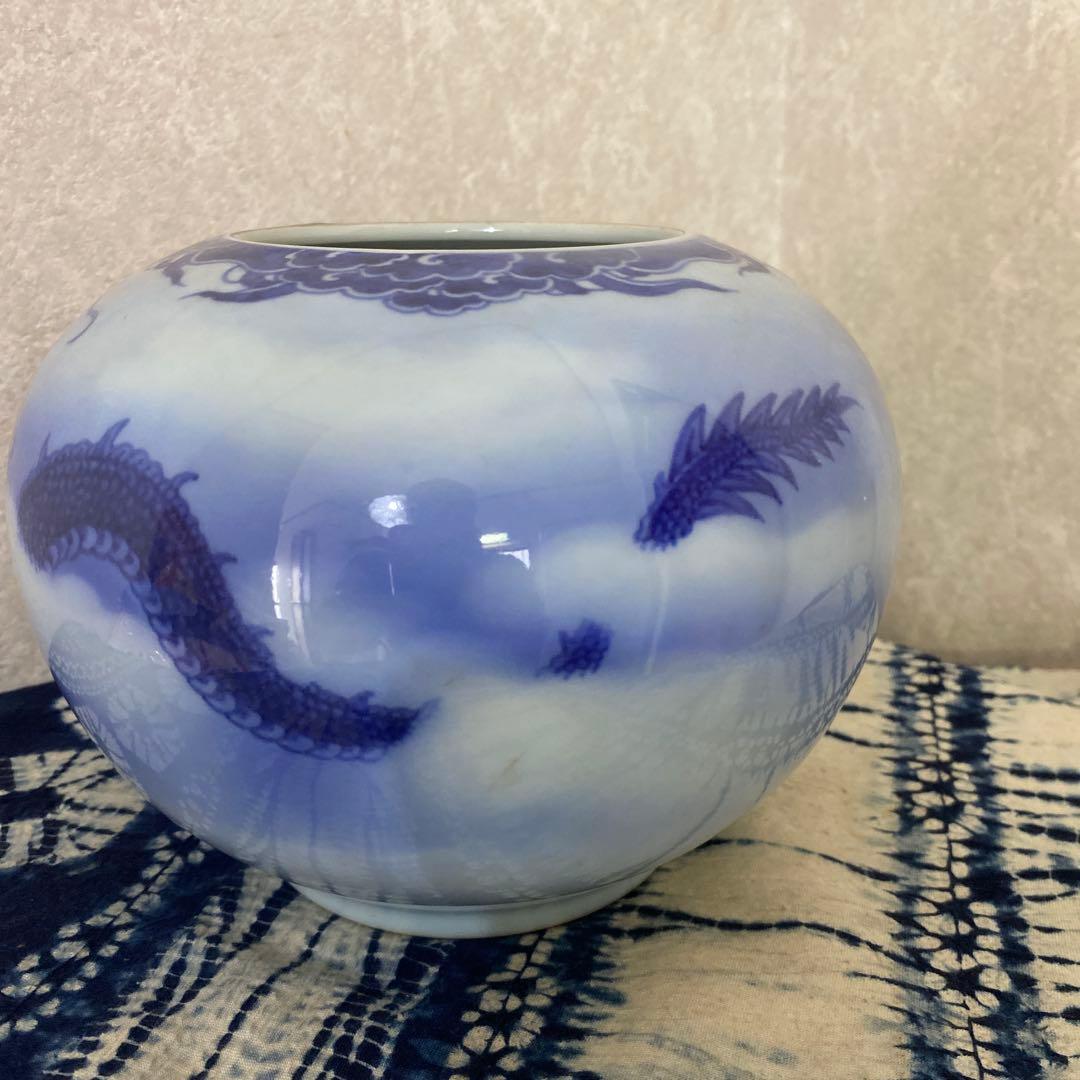 真葛香山　染付龍花瓶