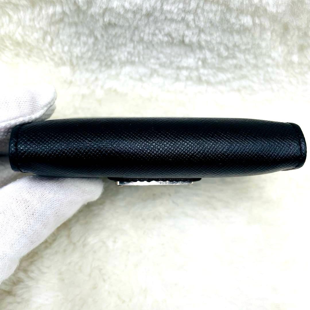 極美品 PRADA 6連 キーケース 三角ロゴ サフィアーノ ブラック 付属品有