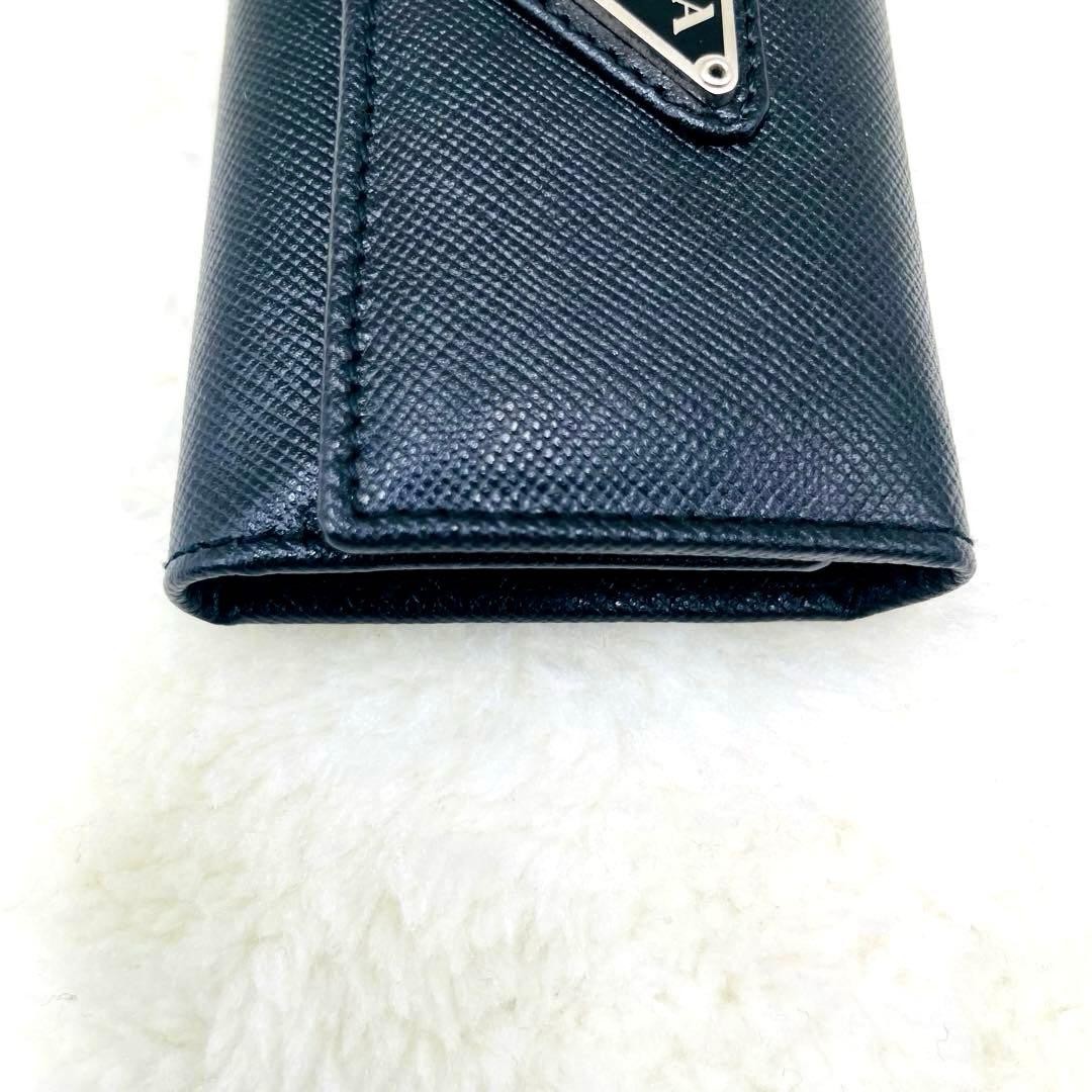 極美品 PRADA 6連 キーケース 三角ロゴ サフィアーノ ブラック 付属品有