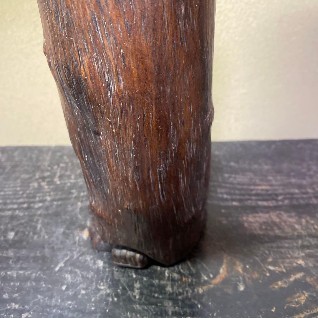 中国古玩　木彫桃仙人