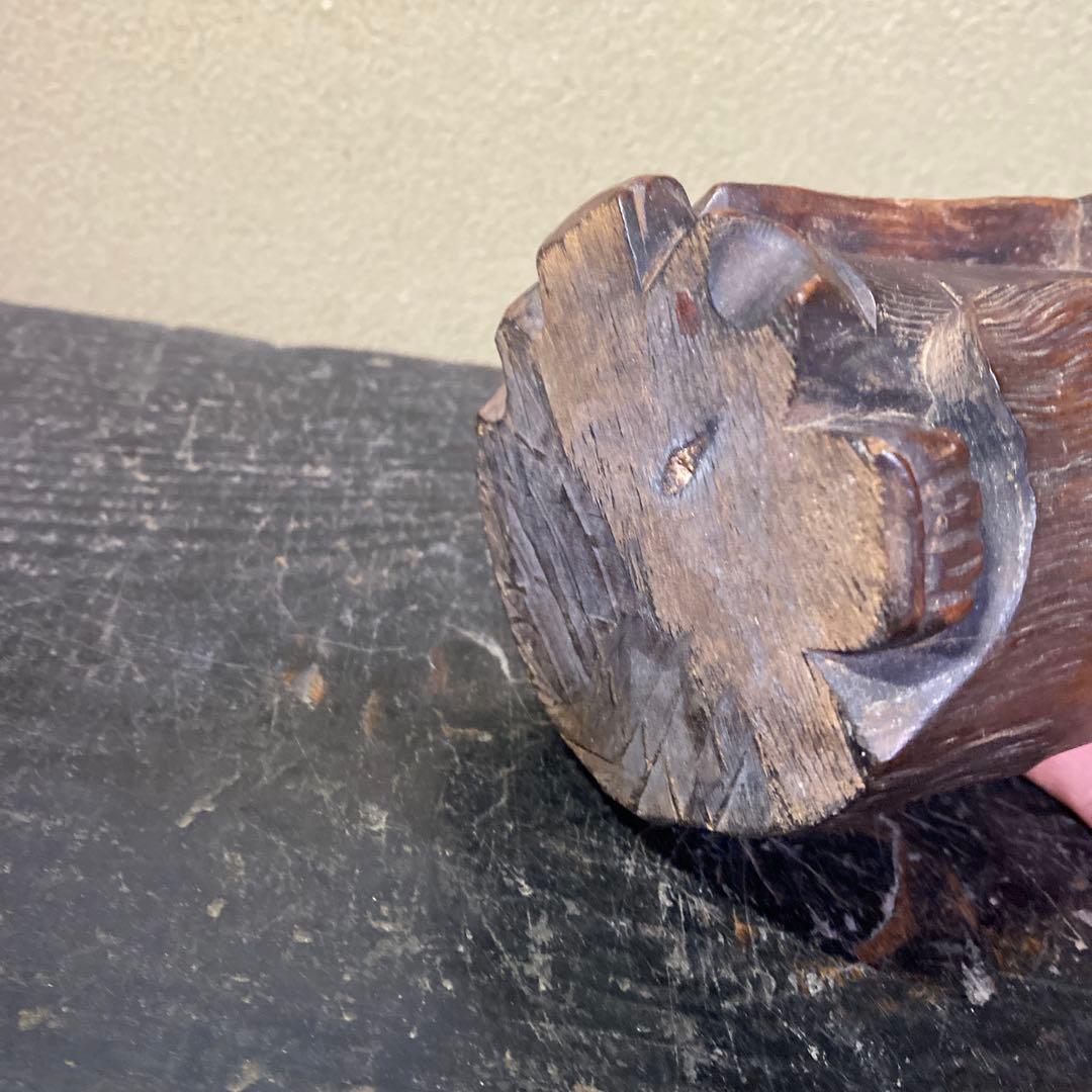 中国古玩　木彫桃仙人