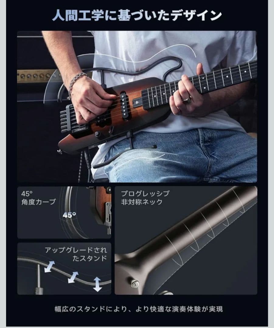 青シャツ　Donner HUSH-X エレキギター