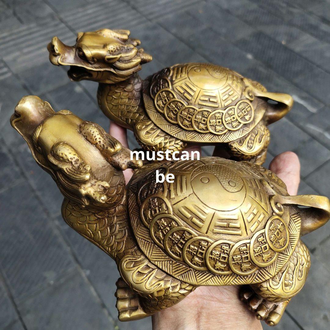 銅製 龍頭亀 八卦銅亀 応接間 書斎 茶室 執務室 開運 風水 辟邪 工芸品置物