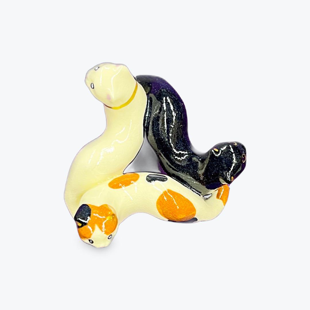 茶道具　三つ猫蓋置　今岡三四郎