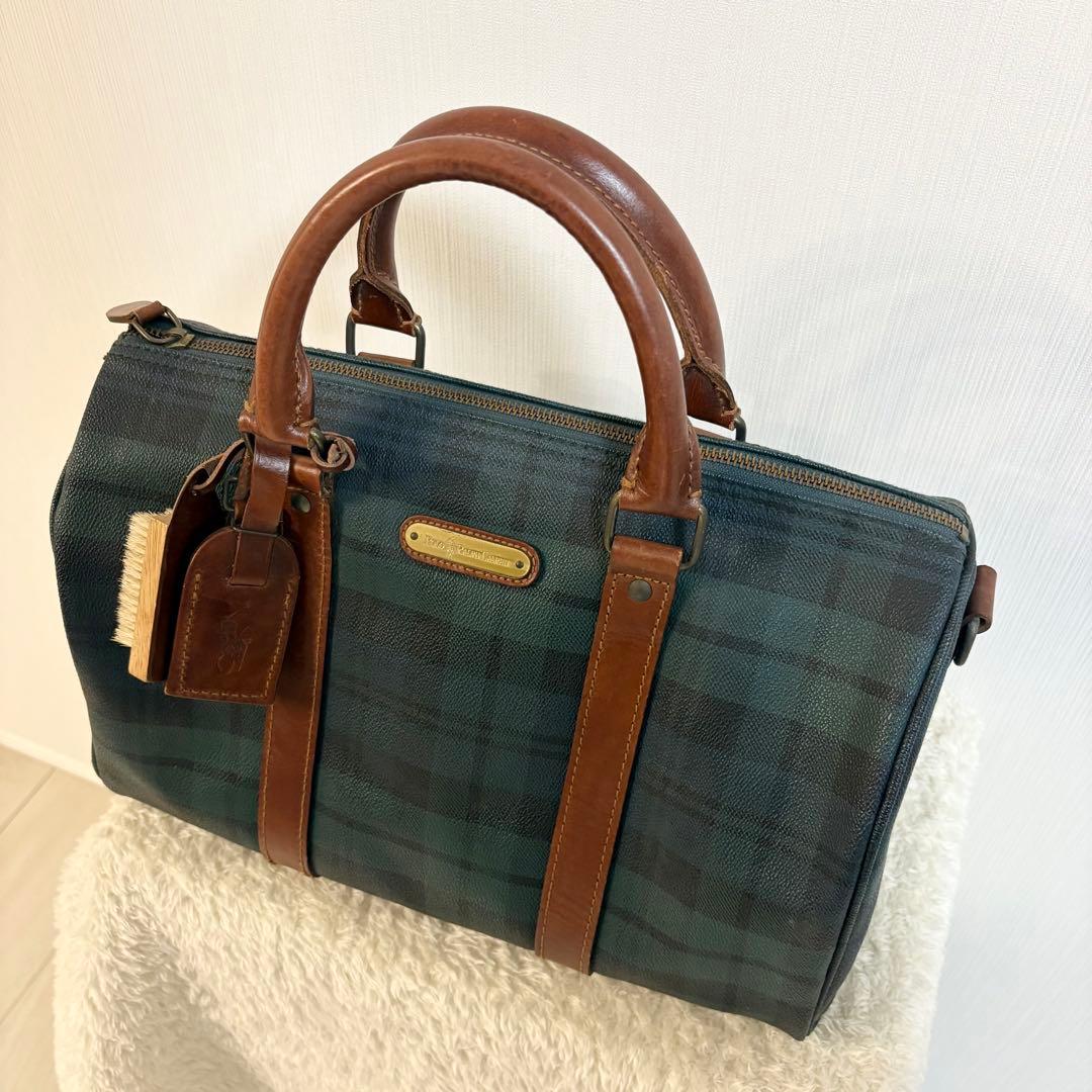 美品　ポロラルフローレン　ボストンバッグ　ミニ ブラックウォッチ　チェック　希少