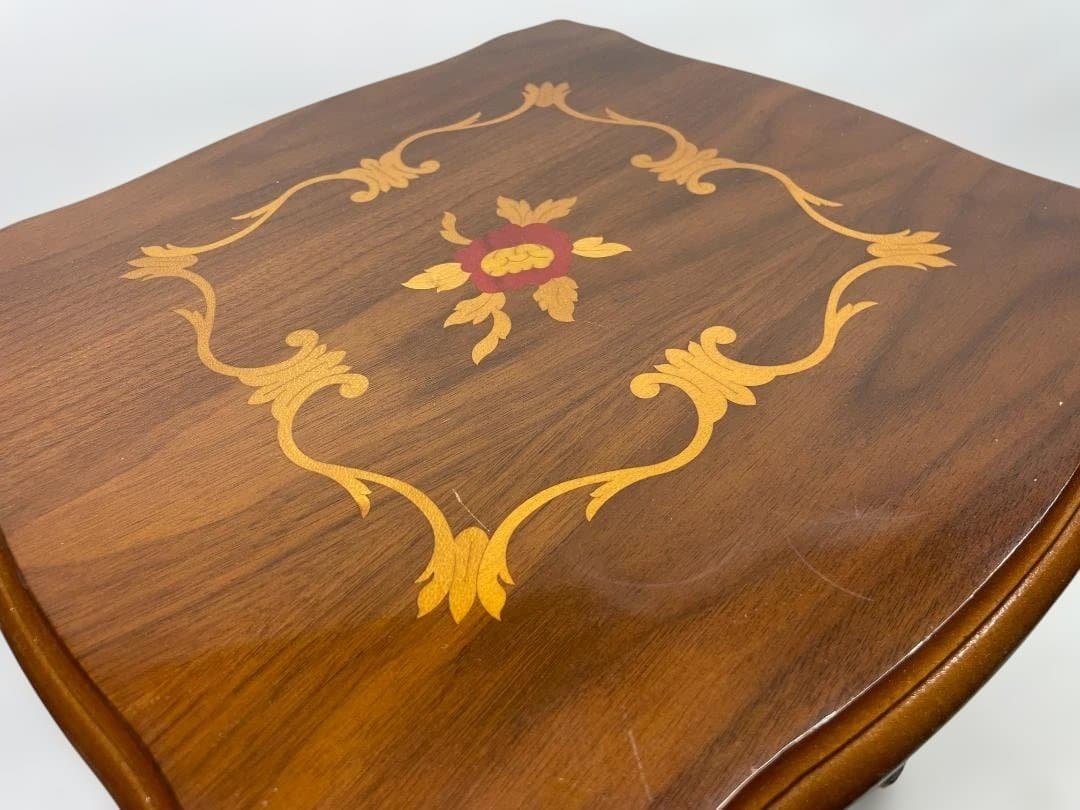 イタリアアンティーク 花柄象嵌 木製サイドボード 飾り棚 　01b37