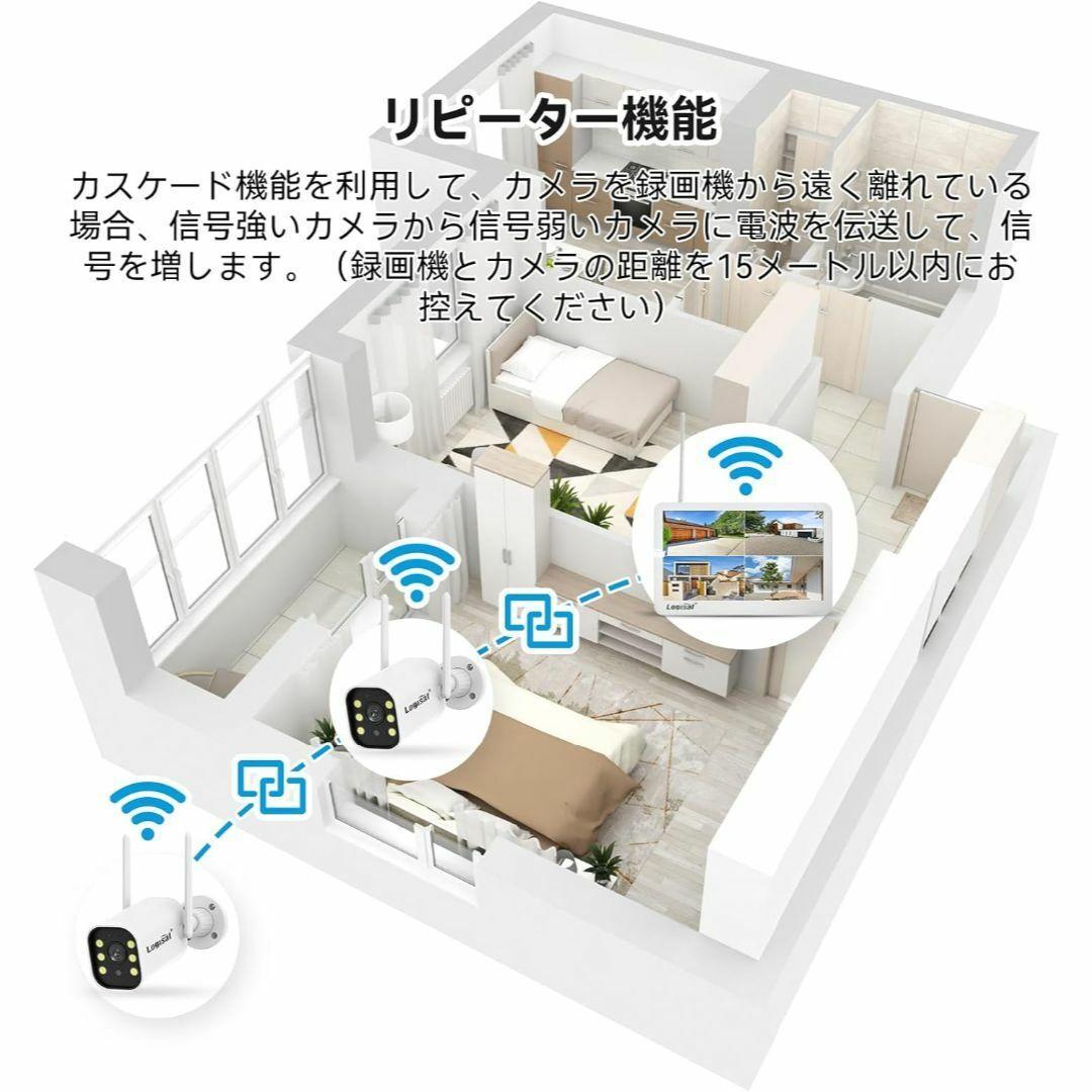 防犯カメラ 屋外 2台 モニター付き ワイヤレス 120°広角レンズ 500万画