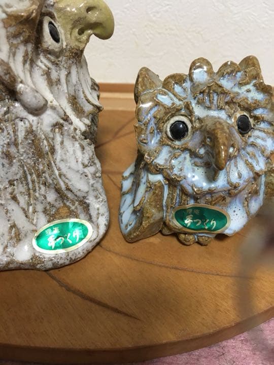 親子のフクロウ 信楽焼 狸庵作家作品 お値下げしました。